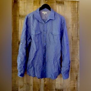 Calvin Klein button up shirt- blue- XL